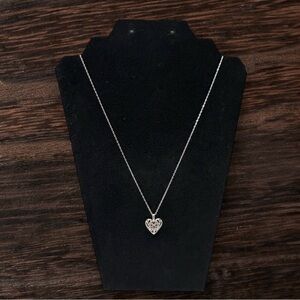 Platinum over 925 Silver Four Leaf Clover Filigree Heart Necklace - 20 in.